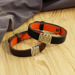 Custom Name Bracelet for Men Family Name Bracelet For Husband Boyfriend Bracelet Dad Bracelet Men Personalized Leather Bracelet
