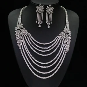 Luxurious 8-layer pendant Long Tassel Jewelry Sets Exaggerated Ladies Dubai Nigeria Crystal Necklace Party Wedding Accessories