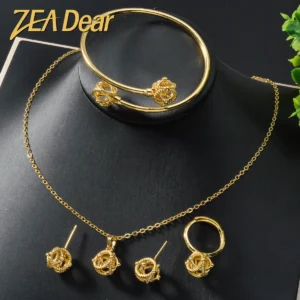 ZEADear Bride Jewelry Sets Gold Plated Earrings Necklace Bracelet Ring Chain Bohemia Pendant Bridal Gift Engagement Anniversary