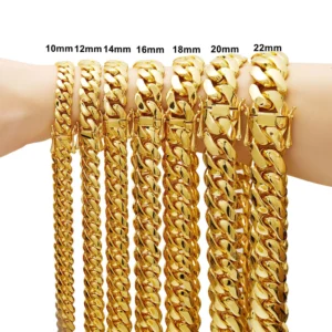 Heavy 10mm-22mm 316L Stainless Steel Miami Curb Chain Nekclace or Bracelet for Women Men's Gift 18K Gold Color
