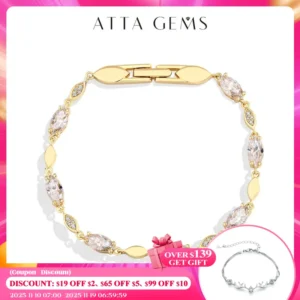 ATTAGEMS Marquise Round Cut Moissanite Tennis Bracelets D VVS1 Real S925 Silver for Women Man Passed Diamond Tester Jewelry Gift