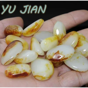 New Genuine Natural Hetian Jade Belt Leather Raw Seed Bracelet Weaving Huang Qing Irregular BANGLE Loose Beads Handring Jewelry